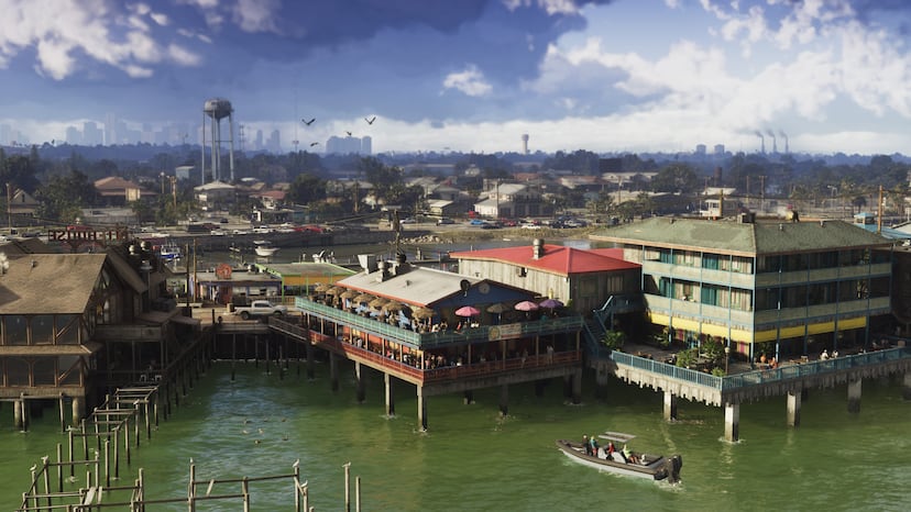 Houses on stilts in Grassrivers, official screenshot.