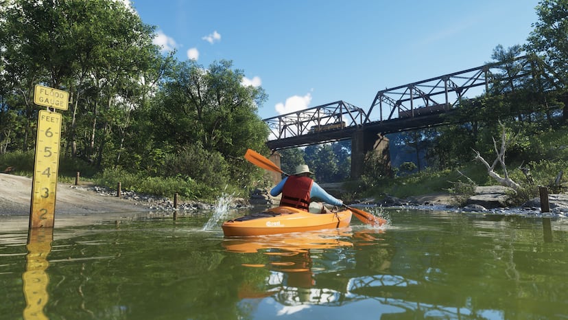 A kayaker on a forest river, official screenshot.